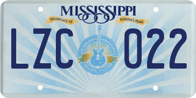 MS license plate LZC022