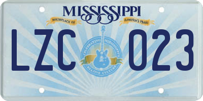 MS license plate LZC023
