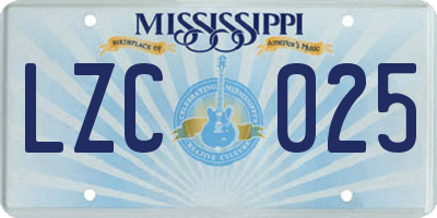 MS license plate LZC025
