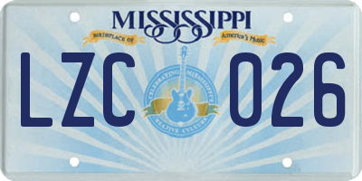 MS license plate LZC026