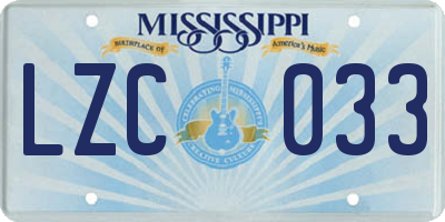 MS license plate LZC033