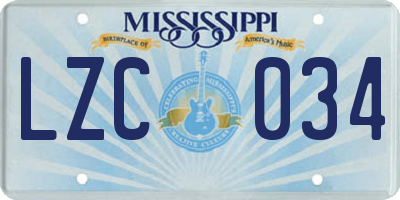 MS license plate LZC034