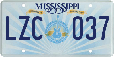 MS license plate LZC037