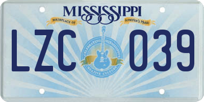 MS license plate LZC039