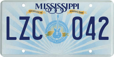 MS license plate LZC042