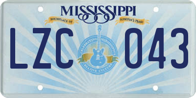 MS license plate LZC043