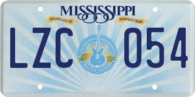 MS license plate LZC054