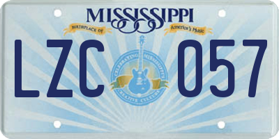 MS license plate LZC057