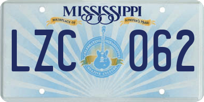 MS license plate LZC062