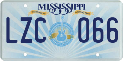 MS license plate LZC066