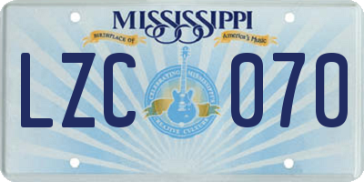 MS license plate LZC070