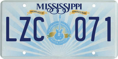MS license plate LZC071