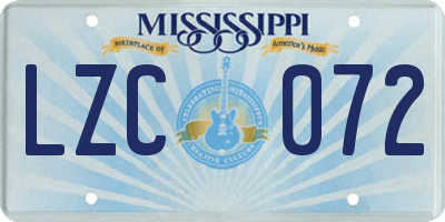 MS license plate LZC072