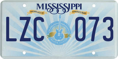 MS license plate LZC073
