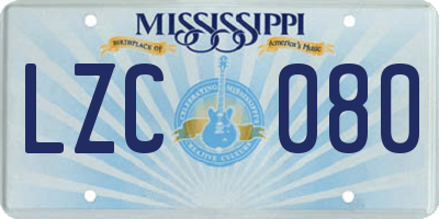 MS license plate LZC080
