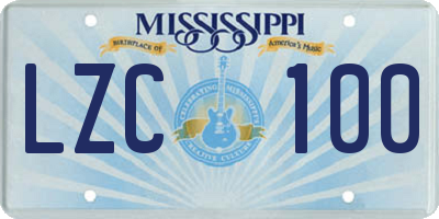 MS license plate LZC100