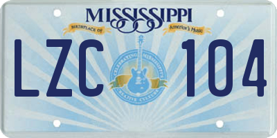 MS license plate LZC104