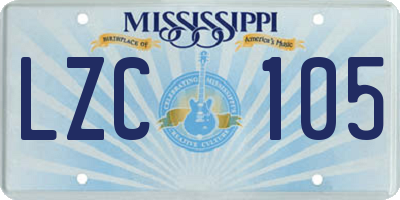 MS license plate LZC105