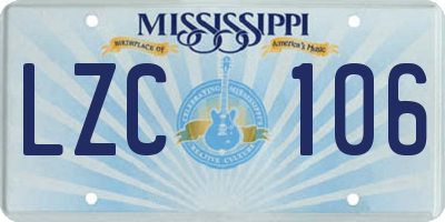 MS license plate LZC106