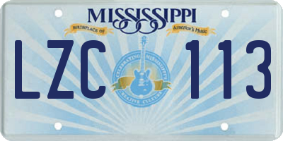 MS license plate LZC113