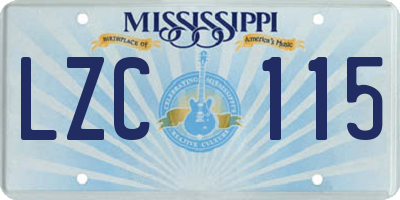 MS license plate LZC115