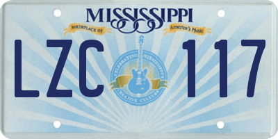 MS license plate LZC117