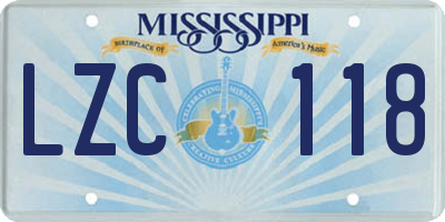 MS license plate LZC118