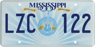 MS license plate LZC122