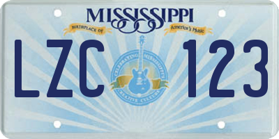 MS license plate LZC123