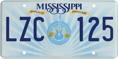 MS license plate LZC125