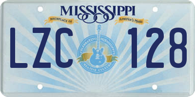 MS license plate LZC128