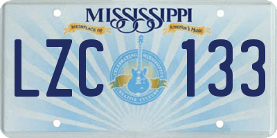 MS license plate LZC133