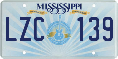 MS license plate LZC139
