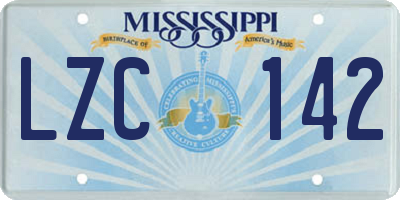 MS license plate LZC142
