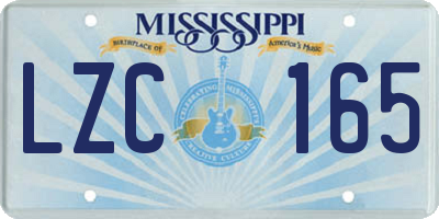 MS license plate LZC165