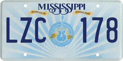 MS license plate LZC178