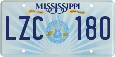 MS license plate LZC180