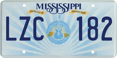 MS license plate LZC182