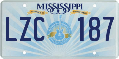 MS license plate LZC187