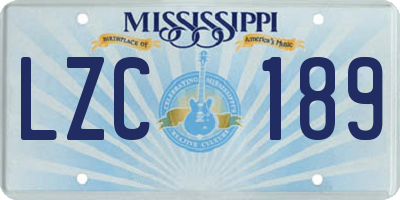 MS license plate LZC189
