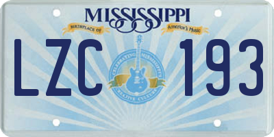 MS license plate LZC193