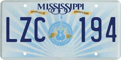 MS license plate LZC194