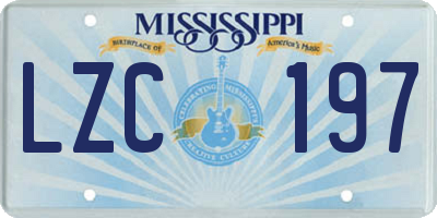 MS license plate LZC197