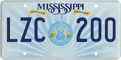 MS license plate LZC200
