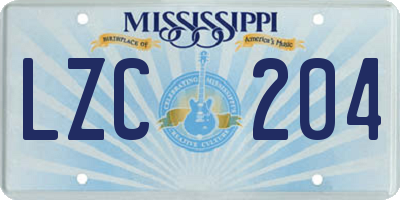 MS license plate LZC204
