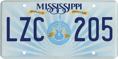 MS license plate LZC205