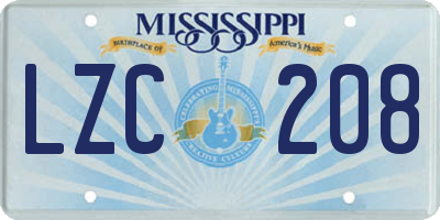 MS license plate LZC208