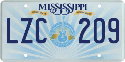 MS license plate LZC209