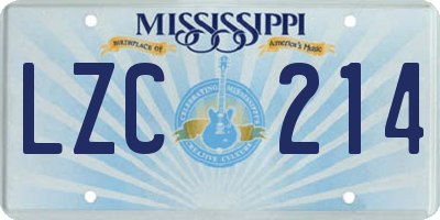 MS license plate LZC214