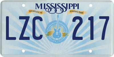 MS license plate LZC217